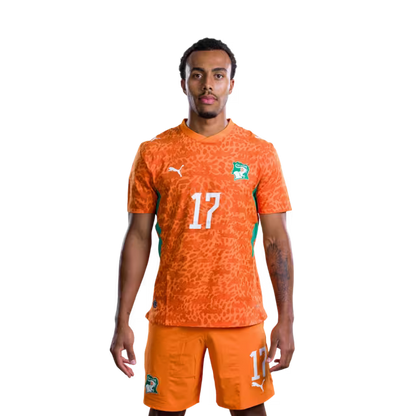 Côte d'Ivoire National Team 2026 World Cup Jersey (Player Version/Match Issue) — Defenders: No. 7 Odilon Kossounou, No. 3 Christopher Operi, No. 17 Guela Doué/ Défenseurs : n° 7 Odilon Kossounou, n° 3 Christopher Operari, n° 17 Guela Doue