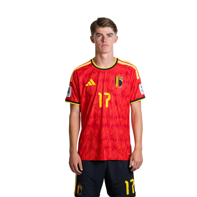 Belgium National Football Team – 2026 World Cup Jersey (Player Version/Match Version) – Forwards: No. 14 Dodi Lukebakio, No. 17 Charles De Ketelaere, No. 26 Matias Fernandez-Pardo/ Belgisch nationaal voetbalelftal – WK 2026-shirt