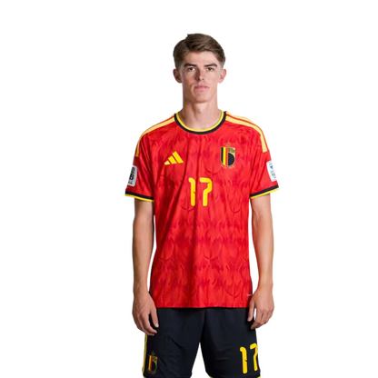 Belgium National Football Team – 2026 World Cup Jersey (Player Version/Match Version) – Forwards: No. 14 Dodi Lukebakio, No. 17 Charles De Ketelaere, No. 26 Matias Fernandez-Pardo/ Belgisch nationaal voetbalelftal – WK 2026-shirt