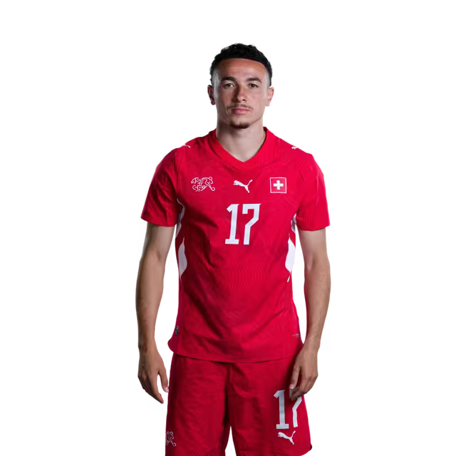 Switzerland National Team 2026 Jersey (Player Version) — Forwards: No. 17 Ruben Vargas, No. 19 Noah Okafor, No. 23 Zeki Amdouni, No. 26 Cedric Itten/ Stürmer: Nr. 17 Ruben Vargas, Nr. 19 Noah Okafor, Nr. 23 Zeki Amdouni, Nr. 26 Cedric Itten
