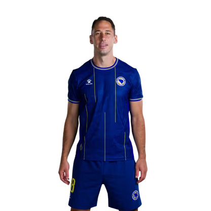 Bosnia and Herzegovina 2026 World Cup Jersey – Player Version – Match Version – Defenders: No. 5 Sead Kolašinac, No. 7 Amar Dedić, No. 18 Nikola Katić / Odbrambeni igrači: Br. 5 Sead KOLASINAC, Br. 7 Amar DEDIĆ, Br. 18 Nikola KATIĆ