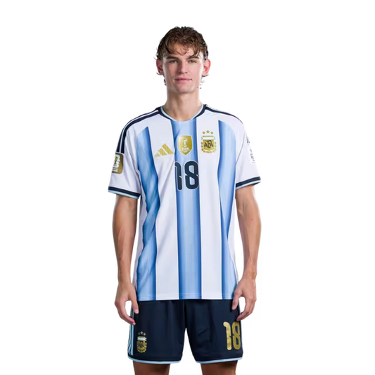 Argentina National Football Team 2026 World Cup Jersey (Player Version/Match Version) — Midfielders: No.17 Giuliano SIMEONE, No.18 Nico PAZ, No.21 Jose Manuel LOPEZ, No. 22 Lautaro MARTINEZ / Camiseta de la selección argentina de fútbol