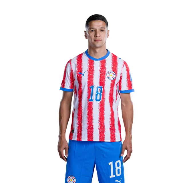 Paraguay National Football Team 2026 World Cup Jerseys (Player/Match Version) — Forwards: No. 9 Antonio Sanabria, No. 17 Alejandro Romero Gamarra, No. 18 Alex Marce / Selección Nacional de Fútbol Paraguay Jersey Mundial