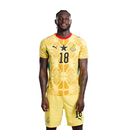 Ghana National Football Team 2026 World Cup Jersey (Player Version/Match Version) — Defenders: No.14 Gideon MENSAH, No.17 Baba RAHMAN,No.18 Jerome OPOKU