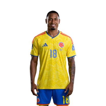 Colombia National Football Team 2026 World Cup Jersey (Player Version/Match Version) — Defenders: No. 18 Willer Ditta, No. 22 Deiver Machado, No. 23 Davinson Sánchez/ Defensas: N.º 18 Willer DITTA, N.º 22 Deiver MACHADO, N.º 23 Davinson SÁNCHEZ