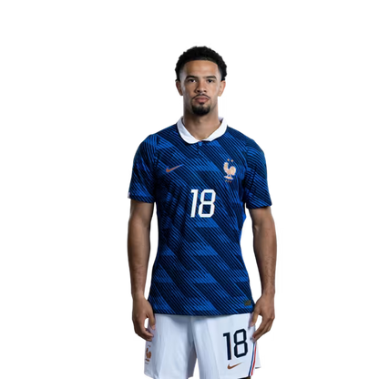 France National Football Team 2026 World Cup Jersey (Player Version/Match Issue) — Midfielders: No. 14 Adrien Rabiot, No. 18 Warren Zaïre-Emery, No. 24 Rayan Cherki, No. 25 Maghnes Akliouche / Maillot de l'équipe de France de football