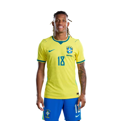 Brazil National Team 2026 World Cup Jersey (Player Version/Match Version) — Midfielders: No. 17 Fabinho, No. 18 Danilo Santos, No. 20 Lucas Paquetá/ Meio-campistas: Nº 17 FABINHO, Nº 18 DANILO SANTOS, Nº 20 LUCAS PAQUETÁ