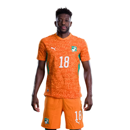 Côte d'Ivoire National Team 2026 World Cup Jersey (Player/Match Version) — Midfielders: No. 18 Ibrahim Sangaré, No. 25 Parfait Guiagon, No. 26 Christ Inao Oulai/ Milieux de terrain : n° 18 Ibrahim Sangaré, n° 25 Parfait Guiagon, n° 26 Christ Inao Oulai
