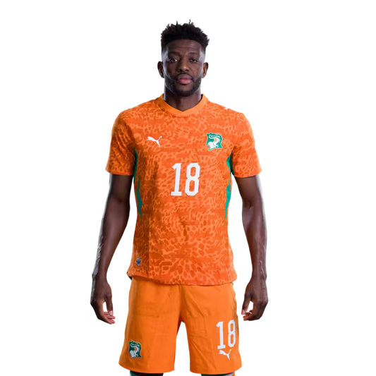 Côte d'Ivoire National Team 2026 World Cup Jersey (Player/Match Version) — Midfielders: No. 18 Ibrahim Sangaré, No. 25 Parfait Guiagon, No. 26 Christ Inao Oulai/ Milieux de terrain : n° 18 Ibrahim Sangaré, n° 25 Parfait Guiagon, n° 26 Christ Inao Oulai