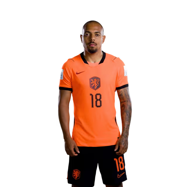 Netherlands National Team 2026 World Cup Jersey (Player/Match Version) — Forwards: No. 17 Noa Lang, No. 18 Donyell Malen, No. 19 Brian Brobbey, No. 24 Crysencio Summerville / Nederlands elftal WK-shirt