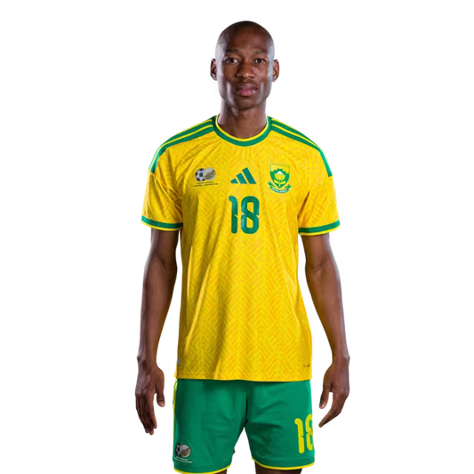 South Africa National Football Team 2026 World Cup Jersey (Player Version/Match Version) — Defenders: No.14 Mbekezeli MBOKAZI, No.18 Samukele KABINI,No.19 Nkosinathi SIBISI