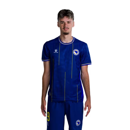 Bosnia and Herzegovina 2026 World Cup Jersey – Player Version – Forwards: No. 19 Kerim Alajbegović, No. 20 Esmir Bajraktarević, No. 23 Haris Tabaković, No. 25 Jovo Lukić / Dres Bosne i Hercegovine za Svjetsko prvenstvo
