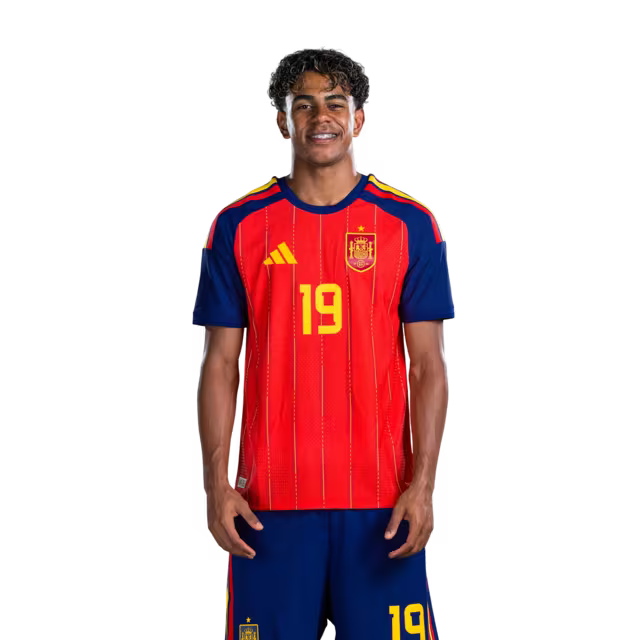 Spain National Team 2026 World Cup Jersey – Player/Match Version – Forwards: No. 17 Nico Williams, No. 19 Lamine Yamal, No. 21 Mikel Oyarzabal / Delanteros Nº 17 Nico WILLIAMS, Nº 19 Lamine YAMAL, Nº 21 Mikel OYARZABAL