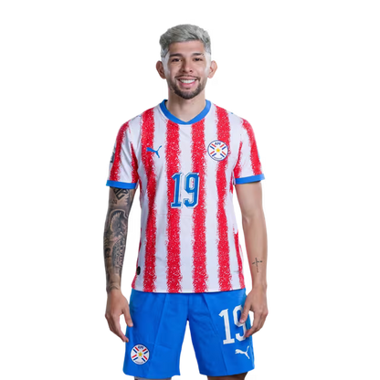 Paraguay National Football Team 2026 World Cup Jerseys (Player/Match Version) — Forwards: No. 19 Julio Enciso, No. 21 Gabriel Ávalos, No. 25 Isidro Pitta / Delantero: No 19 Julio ENCISO, No 21 Gabriel AVALOS,No. 25 Isidro PITTA rehegua