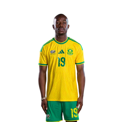 South Africa National Football Team 2026 World Cup Jersey (Player Version/Match Version) — Defenders: No.14 Mbekezeli MBOKAZI, No.18 Samukele KABINI,No.19 Nkosinathi SIBISI