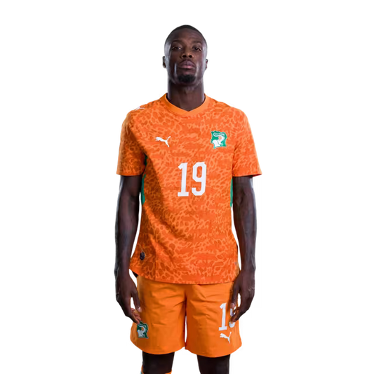 Côte d'Ivoire National Football Team 2026 World Cup Jersey (Player/Match Version) — Forwards: No. 19 Nicolas Pépé, No. 22 Evann Guessand, No. 24 Bazoumana Touré/ Attaquants : n°19 Nicolas PEPE, n°22 Evann GUESSAND, n°24 Bazoumana TOURE