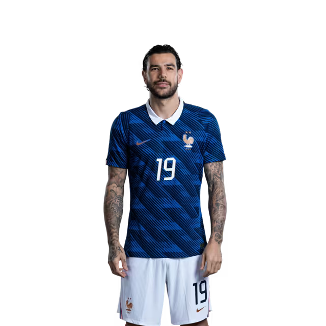 France National Team 2026 World Cup Jersey (Player Version/Match Issue) — Defenders: No. 19 Théo Hernández, No. 21 Lucas Hernández, No. 26 Maxence Lacroix / Défenseurs : n° 19 Theo Hernandez, n° 21 Lucas Hernandez, n° 26 Maxence Lacroix