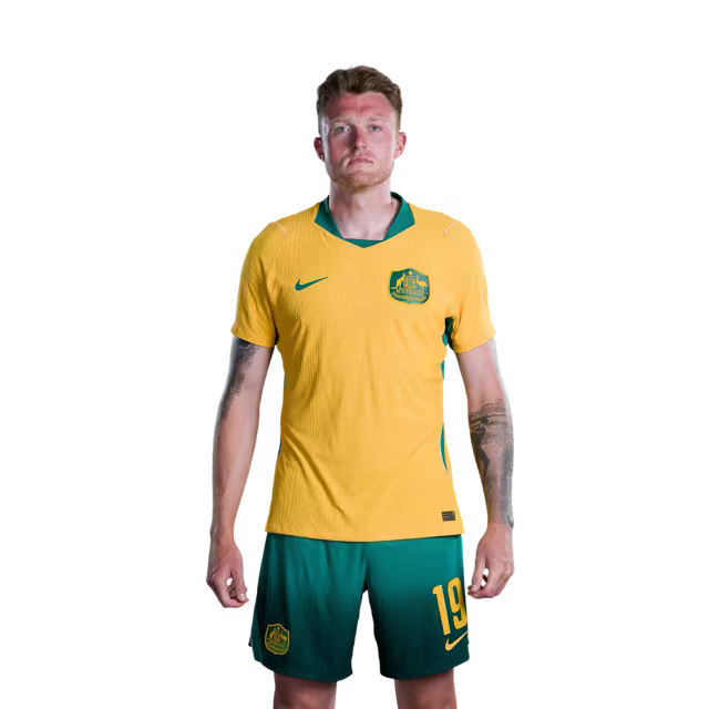 Australia National Soccer Team 2026 FIFA World Cup Jerseys (Player Version and Match Version) – Defenders: #16 Aziz BEHICH,#19 Harry SOUTTAR, #21 Cameron BURGESS, #25 Lucas HERRINGTON