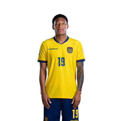 Ecuador National Football Team 2026 World Cup Jersey (Player Version/Match Version) — Forwards: No. 16 Jordy Caicedo, No. 19 Gonzalo Plata, No. 20 Nilson Angulo, No. 24 Jeremy Arevalo.