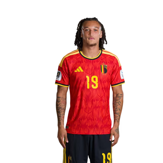 Belgium National Football Team – 2026 World Cup Jersey (Player Version/Match Issue) – Midfielders: No. 19 Diego Moreira, No. 20 Hans Vanaken, No. 22 Alexis Saelemaekers/ Middenvelders: nr. 19 Diego MOREIRA, nr. 20 Hans VANAKEN, nr. 22 Alexis SAELEMAEKERS