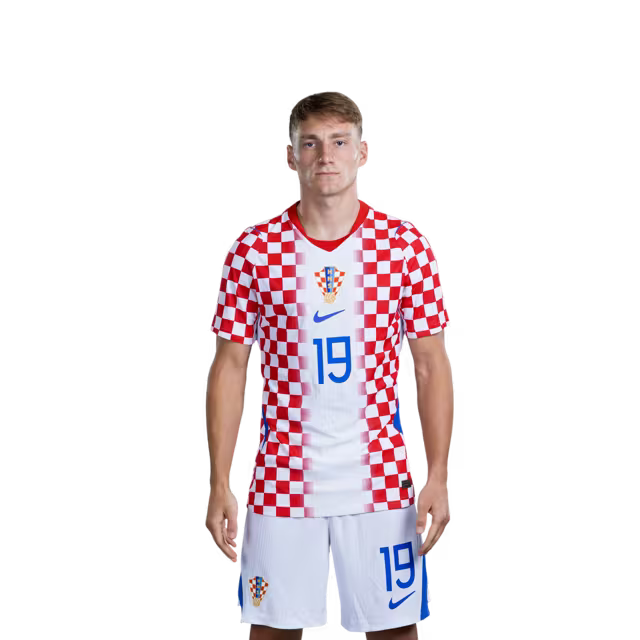 Croatia National Team 2026 World Cup Jersey (Player Version/Match Version) — Midfielders: No. 17 Petar Sučić, No. 19 Toni Fruk, No. 21 Luka Sučić / Veznjaci: Br. 17 Petar SUCIĆ, Br. 19 Toni FRUK, Br. 21 Luka SUCIĆ