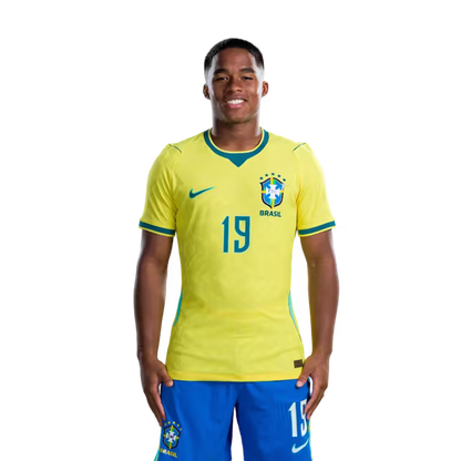 Brazil National Team 2026 World Cup Jersey (Player Version/Match Version) — Forwards: No. 11 Raphinha, No. 19 Endrick, No. 21 Luiz Henrique/ Atacantes: Nº 11 RAPHINHA, Nº 19 ENDRICK, Nº 21 LUIZ HENRIQUE