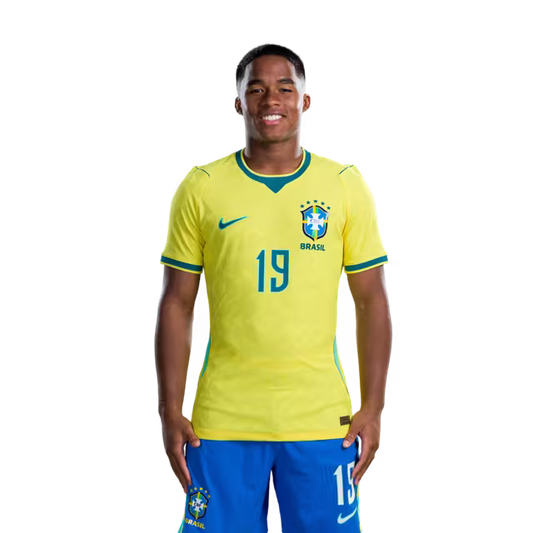Brazil National Team 2026 World Cup Jersey (Player Version/Match Version) — Forwards: No. 11 Raphinha, No. 19 Endrick, No. 21 Luiz Henrique/ Atacantes: Nº 11 RAPHINHA, Nº 19 ENDRICK, Nº 21 LUIZ HENRIQUE