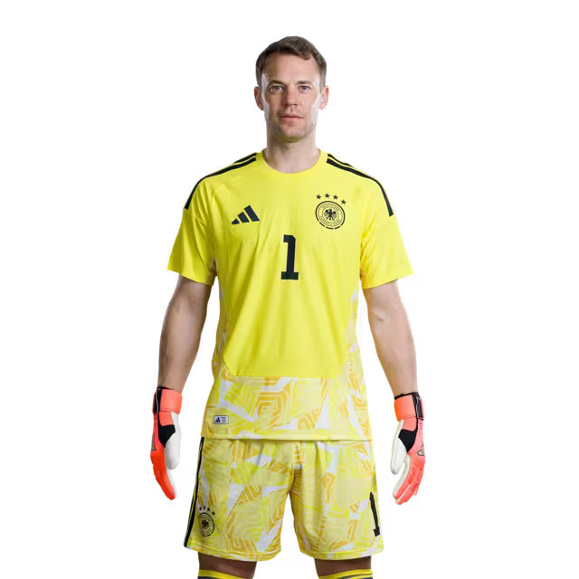 Trikot der deutschen Fußballnationalmannschaft 2026 für die Weltmeisterschaft (Spielerversion/Spielversion) – Torhüter: Nr. 1 Manuel NEUER, Nr. 12 Oliver Baumann, Nr. 21 Alexander NÜBEL