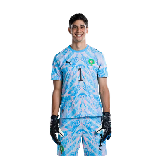 Morocco National Football Team 2026 World Cup Jersey (Player/Match Version) — Goalkeepers: No. 1 Yassine Bounou, No. 12 Munir Mohamedi (El Kajoui), No. 22 Ahmed Reda Tagnaouti/ قميص المنتخب المغربي لكرة القدم لكأس العالم