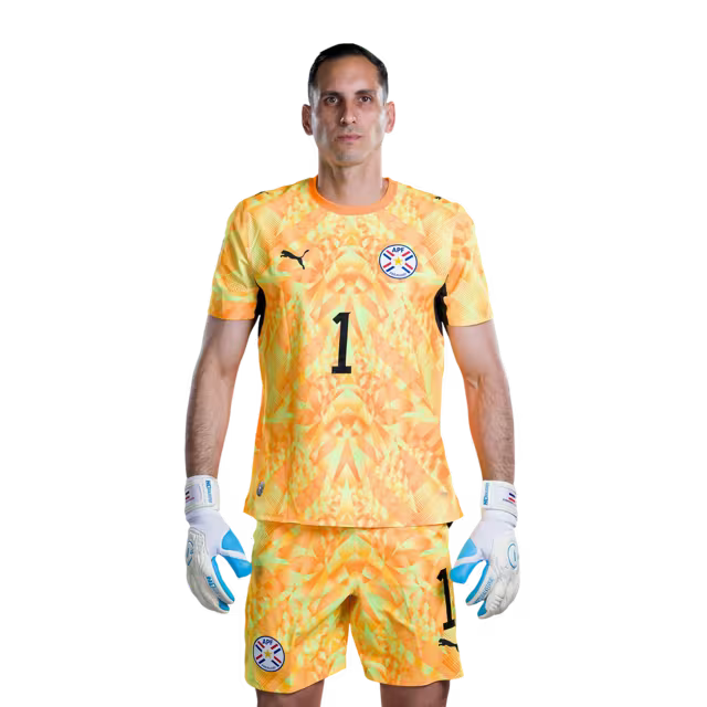 Paraguay National Football Team 2026 World Cup Jersey (Player Version/Match Version) — Goalkeepers: No. 1 Gatito Fernández, No. 12 Orlando Gill, No. 22 Gastón Olveira / Porteros: No 1 Gatito FERNANDEZ, No 12 Orlando GILL,No. 22 Gastón OLVEIRA rehegua
