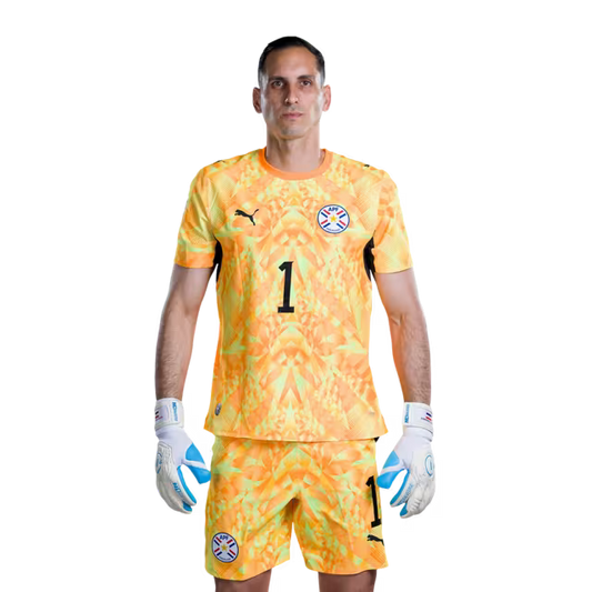 Paraguay National Football Team 2026 World Cup Jersey (Player Version/Match Version) — Goalkeepers: No. 1 Gatito Fernández, No. 12 Orlando Gill, No. 22 Gastón Olveira / Porteros: No 1 Gatito FERNANDEZ, No 12 Orlando GILL,No. 22 Gastón OLVEIRA rehegua