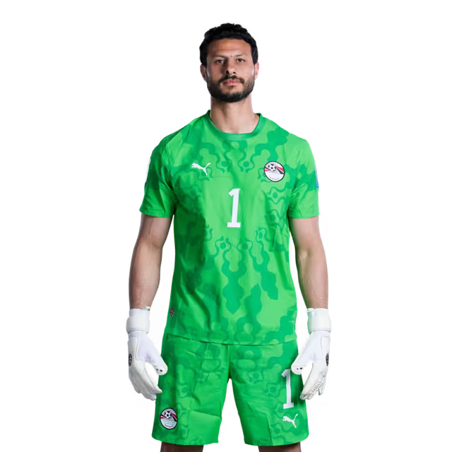 Egypt National Football Team 2026 World Cup Jersey (Player/Match Version) — Goalkeepers: No. 1 Mohamed El Shenawy, No. 16 El Mahdy Soliman, No. 23 Mostafa Shobeir, No. 26 Mohamed Alaa./ قميص المنتخب المصري لكرة القدم لكأس العالم