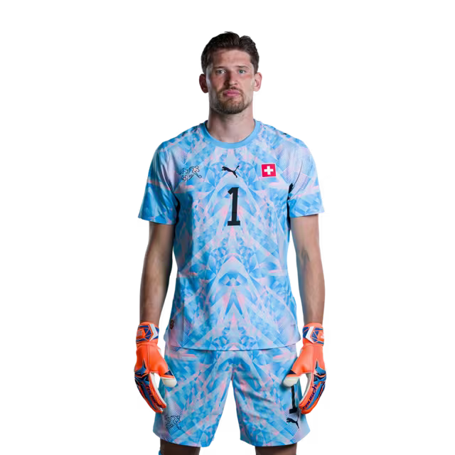Switzerland National Team 2026 Jersey (Player Version) — Goalkeepers: No. 1 Gregor Kobel, No. 12 Yvon Mvogo, No. 21 Marvin Keller / Torhüter: Nr. 1 Gregor Kobel, Nr. 12 Yvon Mvogo, Nr. 21 Marvin Keller