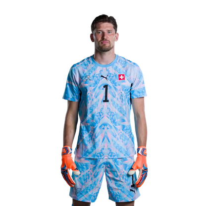 Switzerland National Team 2026 Jersey (Player Version) — Goalkeepers: No. 1 Gregor Kobel, No. 12 Yvon Mvogo, No. 21 Marvin Keller / Torhüter: Nr. 1 Gregor Kobel, Nr. 12 Yvon Mvogo, Nr. 21 Marvin Keller