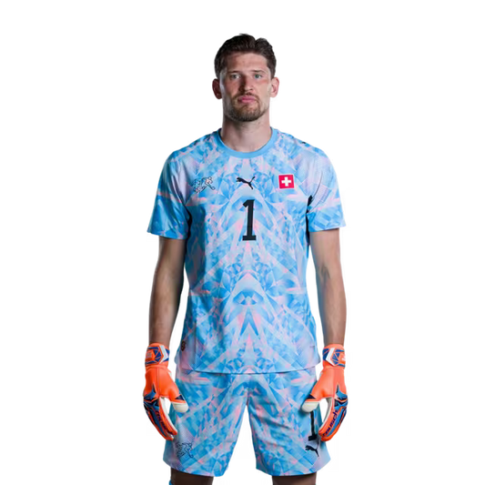 Switzerland National Team 2026 Jersey (Player Version) — Goalkeepers: No. 1 Gregor Kobel, No. 12 Yvon Mvogo, No. 21 Marvin Keller / Torhüter: Nr. 1 Gregor Kobel, Nr. 12 Yvon Mvogo, Nr. 21 Marvin Keller
