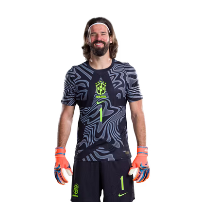 Brazil National Team 2026 World Cup Jersey (Player Version/Match Version) — Goalkeepers: No. 1 Alisson, No. 17 Charles De Ketelaere, No. 26 Matias Fernandez-Pardo./ Goleiros: Nº 1 ALISSON, Nº 17 Charles DE KETELAERE, Nº 26 Matias FERNANDEZ-PARDO