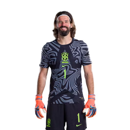 Brazil National Team 2026 World Cup Jersey (Player Version/Match Version) — Goalkeepers: No. 1 Alisson, No. 17 Charles De Ketelaere, No. 26 Matias Fernandez-Pardo./ Goleiros: Nº 1 ALISSON, Nº 17 Charles DE KETELAERE, Nº 26 Matias FERNANDEZ-PARDO