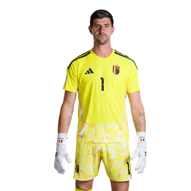 Belgium National Football Team – 2026 World Cup Jerseys (Player/Match Version) – Goalkeepers: No. 1 Thibaut Courtois, No. 12 Senne Lammens, No. 13 Mike Penders/ Doelmannen: nr. 1 Thibaut Courtois, nr. 12 Senne Lammens, nr. 13 Mike Penders
