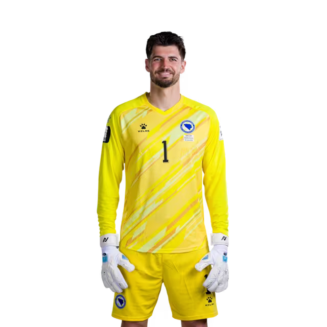 Bosnia and Herzegovina 2026 World Cup Jerseys – Player/Match Version – Goalkeepers: 1 Nikola VASILJ, 12 Mladen JURKAS, 22 Martin ZLOMISLIĆ / golman 1 Nikola VASILJ, 12 Mladen JURKAS, 22 Martin ZLOMISLIĆ