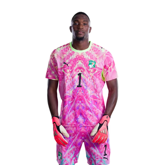 Côte d'Ivoire National Football Team 2026 World Cup Jersey (Player/Match Version) — Goalkeepers: No. 1 Yahia Fofana, No. 16 Mohamed Koné, No. 23 Alban Lafont./ Gardiens de but : n°1 Yahia Fofana, n°16 Mohamed KONE, n°23 Alban Lafont