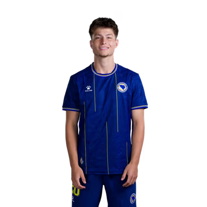 Bosnia and Herzegovina 2026 World Cup Jersey – Player Version – Forwards: No. 19 Kerim Alajbegović, No. 20 Esmir Bajraktarević, No. 23 Haris Tabaković, No. 25 Jovo Lukić / Dres Bosne i Hercegovine za Svjetsko prvenstvo