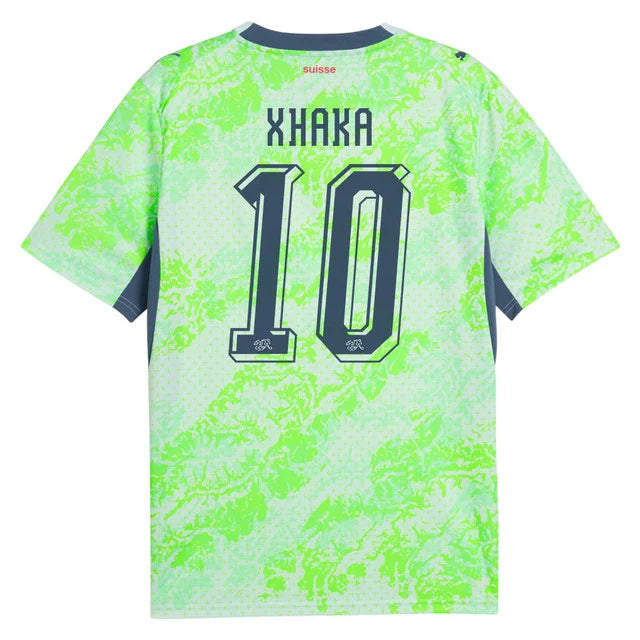 2026 World Cup Xhaka Switzerland Soccer Jersey Player Version  Match Version - No.10 Home Red and Away Green.