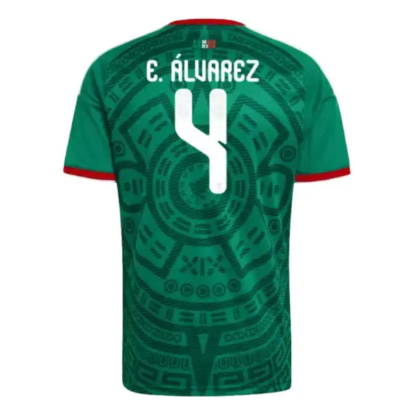 2026 World Cup E. Alvarez Mexico Soccer Jersey Player Version  Match Version - No.4 Home Green and Away White