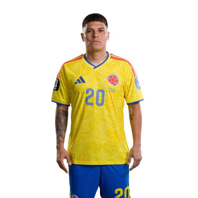 Colombia National Football Team 2026 World Cup Jersey (Player Version/Match Version) — Midfielders: No. 16 Jefferson Lerma, No. 20 Juan Quintero/Centrocampistas: N.º 16 Jefferson LERMA, N.º 20 Juan QUINTERO
