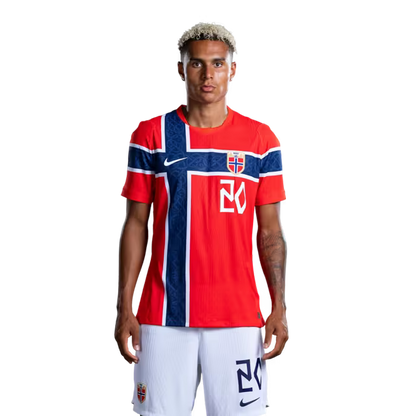 Norway National Football Team 2026 World Cup Jersey (Player Version/Match Issue) — Forwards: No. 20 Antonio Nusa, No. 26 Julian Ryerson / Spisser: Nr. 20 Antonio NUSA, nr. 26 Julian RYERSON