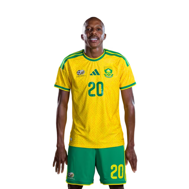 South Africa National Football Team 2026 World Cup Jersey (Player Version/Match Version) — Defenders: No.20 Khuliso MUDAU, No.21 Ime OKON,No.24 Olwethu MAKHANYA, No.26 Bradley Cross