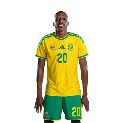 South Africa National Football Team 2026 World Cup Jersey (Player Version/Match Version) — Defenders: No.20 Khuliso MUDAU, No.21 Ime OKON,No.24 Olwethu MAKHANYA, No.26 Bradley Cross