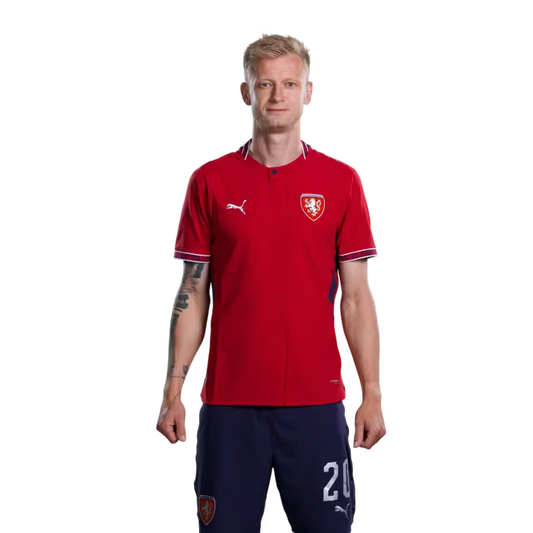 Czech Republic National Football Team 2026 World Cup Jersey (Player/Match Version) — Defenders: No. 14 David Jurásek, No. 20 Jaroslav Zelený, No. 21 David Douděra/ Obránci: č. 14 David JURÁŠEK, č. 20 Jaroslav ZELENÝ, č. 21 David DOUDERA