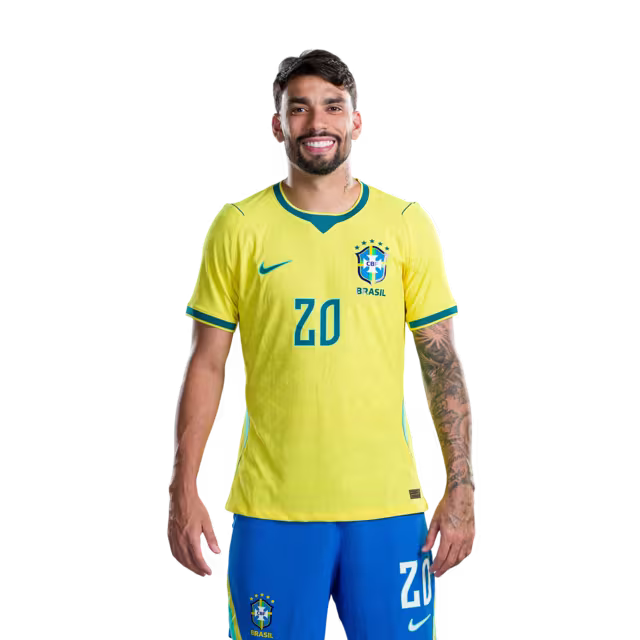 Brazil National Team 2026 World Cup Jersey (Player Version/Match Version) — Midfielders: No. 17 Fabinho, No. 18 Danilo Santos, No. 20 Lucas Paquetá/ Meio-campistas: Nº 17 FABINHO, Nº 18 DANILO SANTOS, Nº 20 LUCAS PAQUETÁ