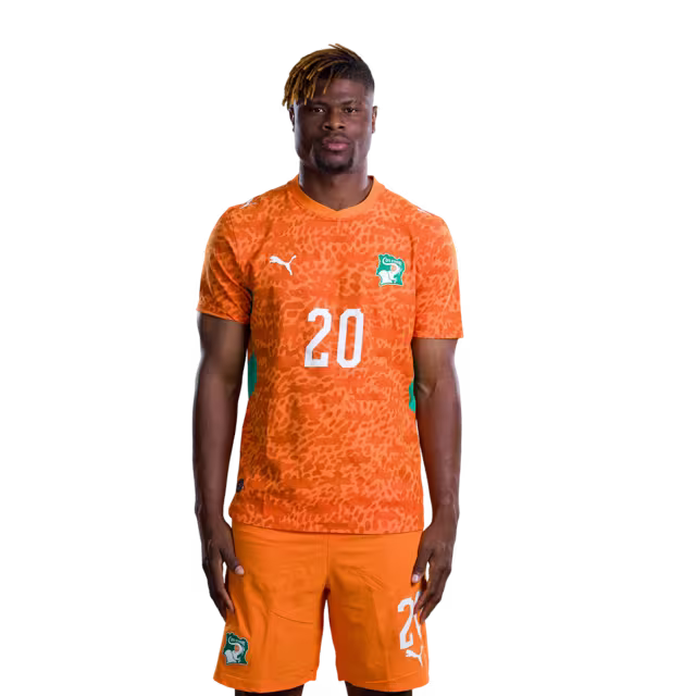 Côte d'Ivoire National Team 2026 World Cup Jersey (Player Version/Match Issue) — Defenders: No. 20 Emmanuel Agbadou, No. 21 Evan Ndicka/ Défenseurs : n° 20 Emmanuel AGBADOU, n° 21 Evan NDICKA